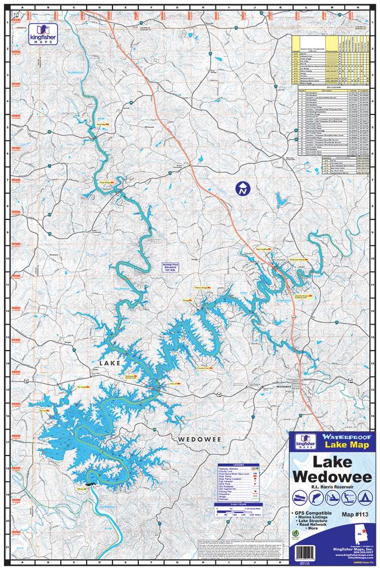 Lake Wedowee Waterproof Lake Map 113