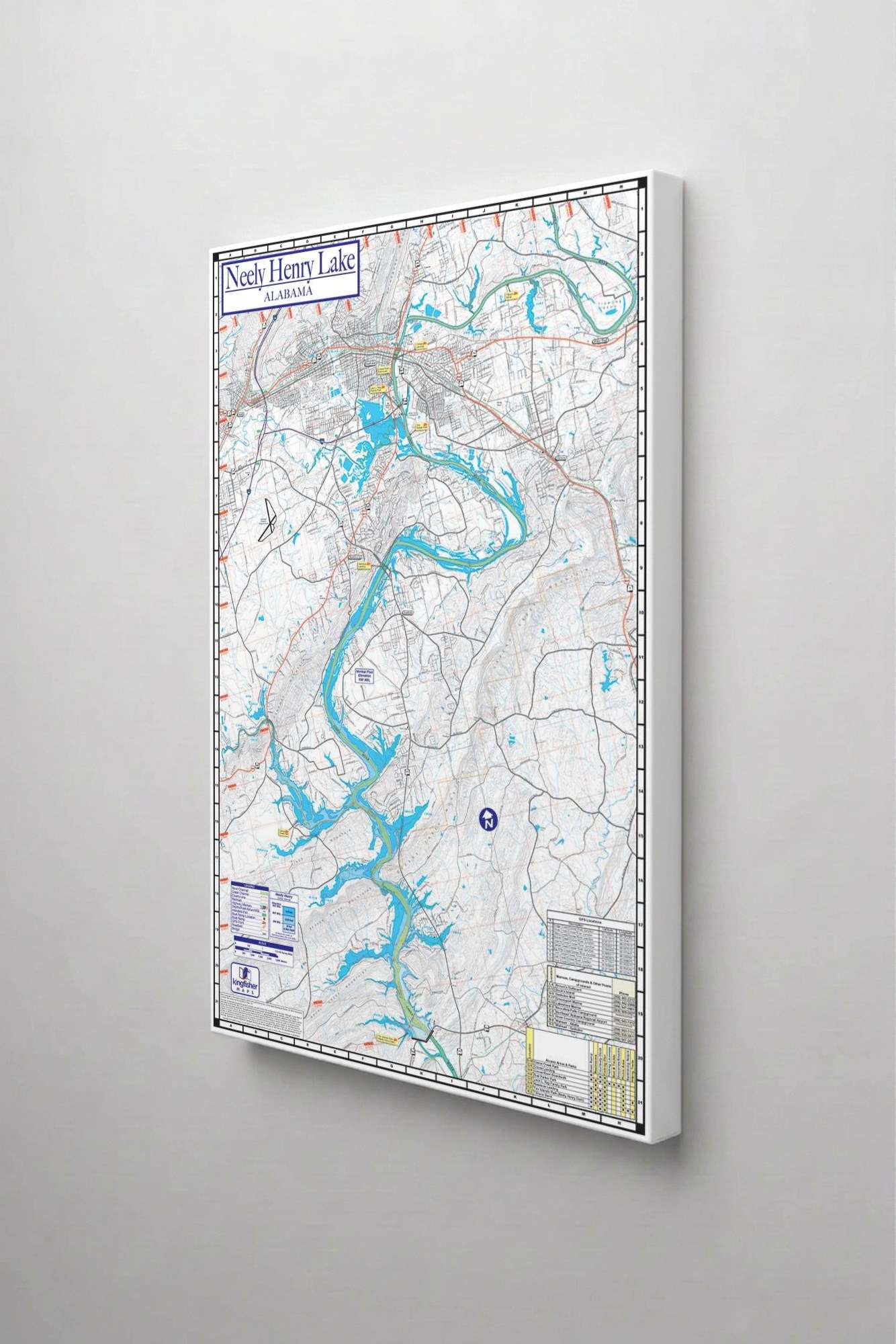 Neely Henry Lake Map on Canvas